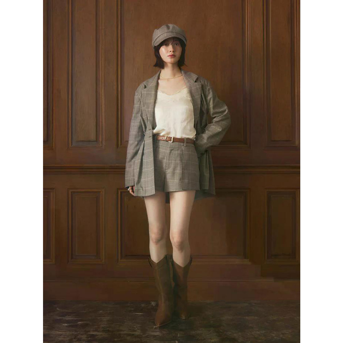 エイミーイストワール EIMY ISTOIRE ウエストタックグレンチェックジャケット （CHECK） CHECK