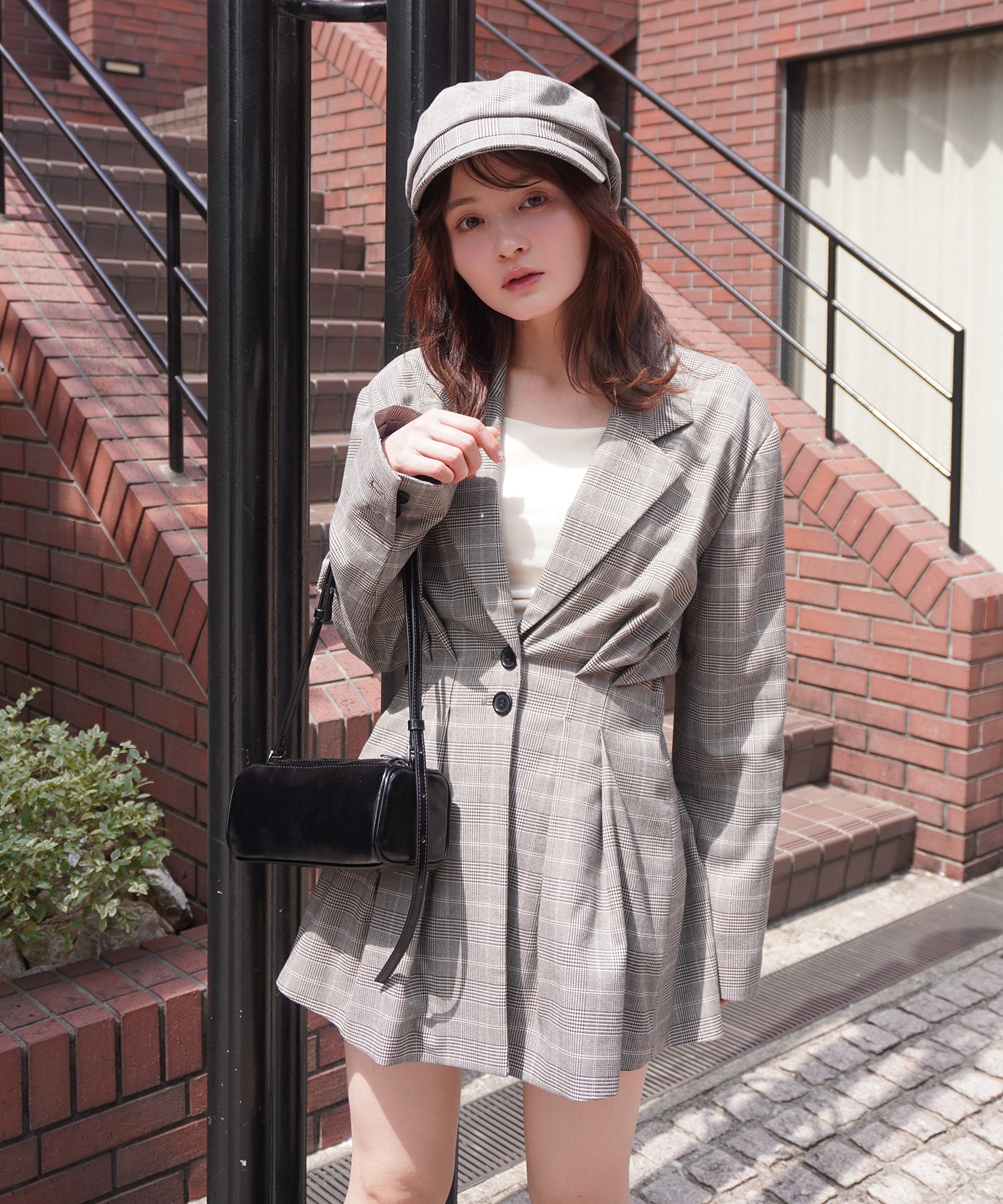 エイミーイストワール EIMY ISTOIRE ウエストタックグレンチェックジャケット （CHECK） CHECK