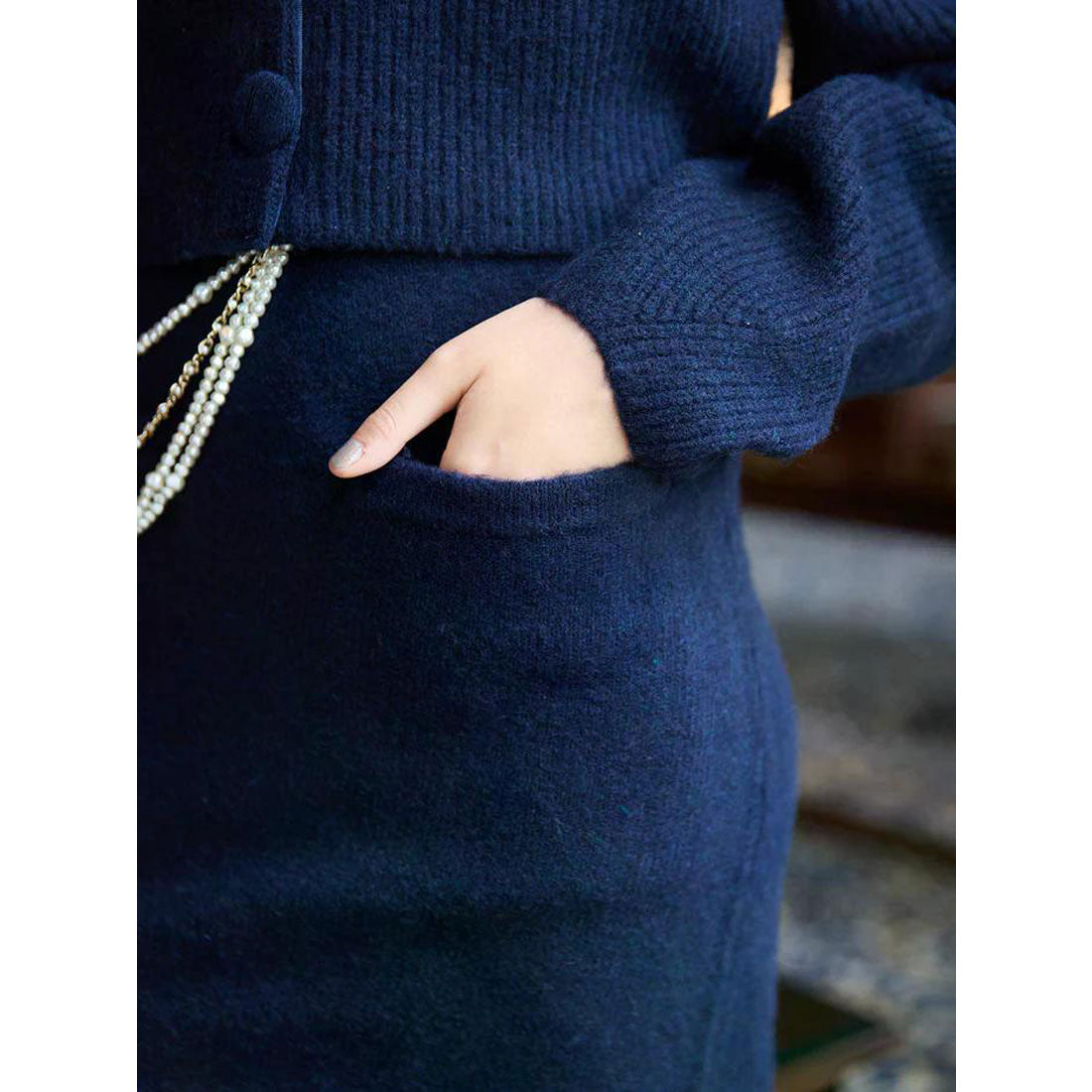 エイミーイストワール EIMY ISTOIRE ロゴボタンニットセットワンピース （NAVY） NAVY