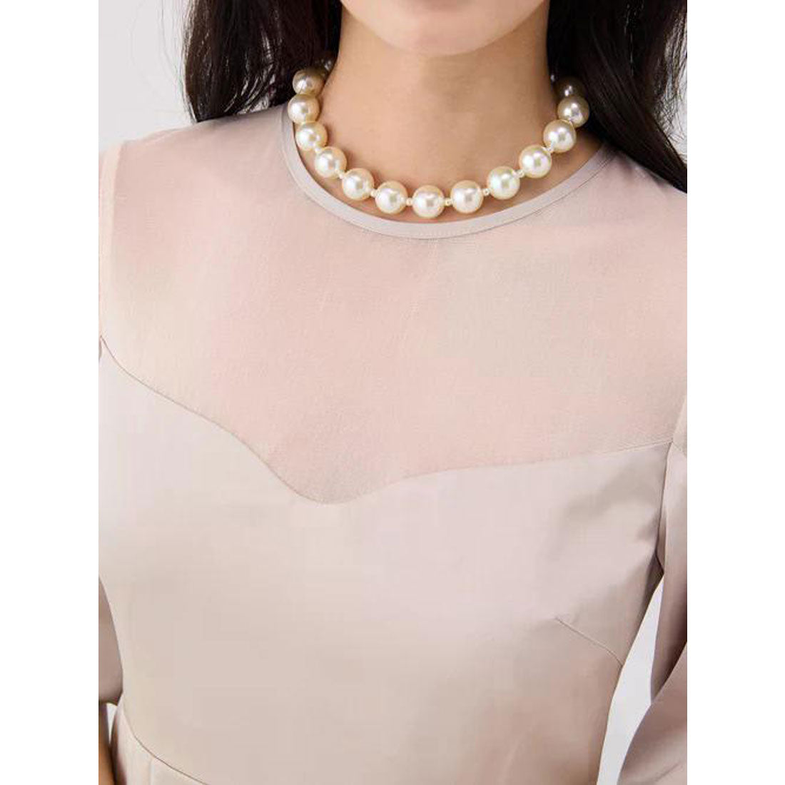 エイミーイストワール EIMY ISTOIRE バルーンスリーブチュールパネルドレス （BEIGE） BEIGE