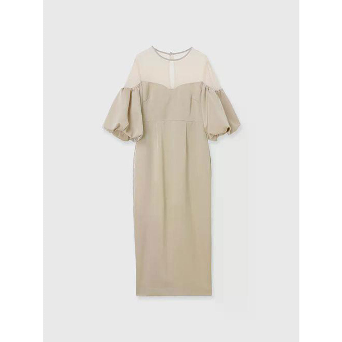 エイミーイストワール EIMY ISTOIRE バルーンスリーブチュールパネルドレス （BEIGE） BEIGE