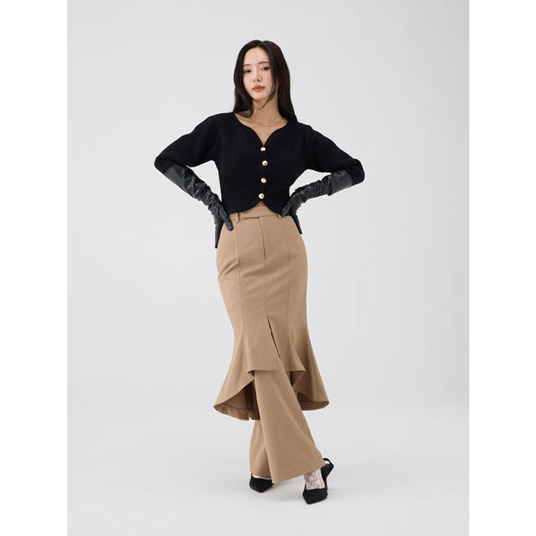 エイミーイストワール EIMY ISTOIRE フレアラップワイドパンツ （BLACK） BLACK