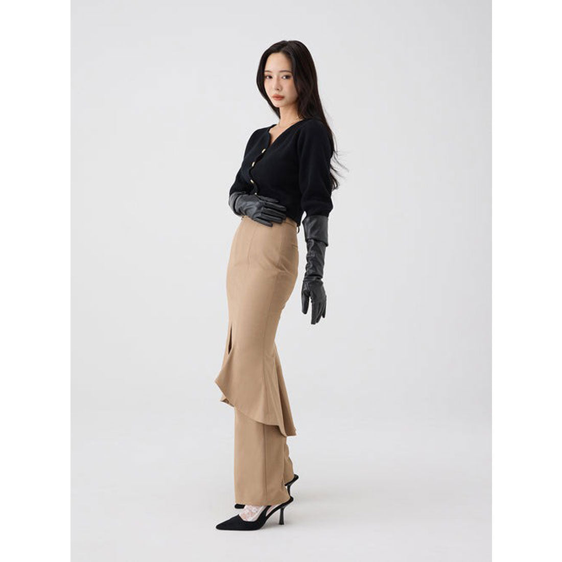 エイミーイストワール EIMY ISTOIRE フレアラップワイドパンツ （BLACK） BLACK