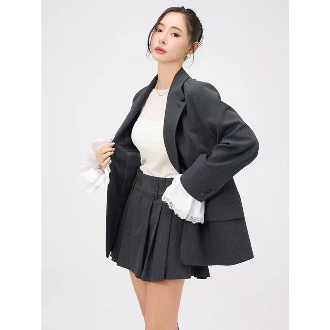 エイミーイストワール EIMY ISTOIRE レーストリムカフステーラリングジャケット （NAVY） NAVY