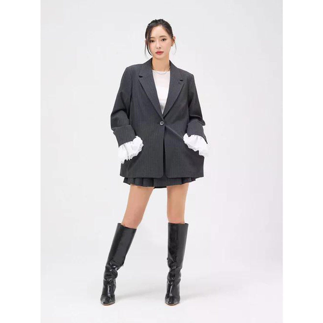 エイミーイストワール EIMY ISTOIRE レーストリムカフステーラリングジャケット （NAVY） NAVY