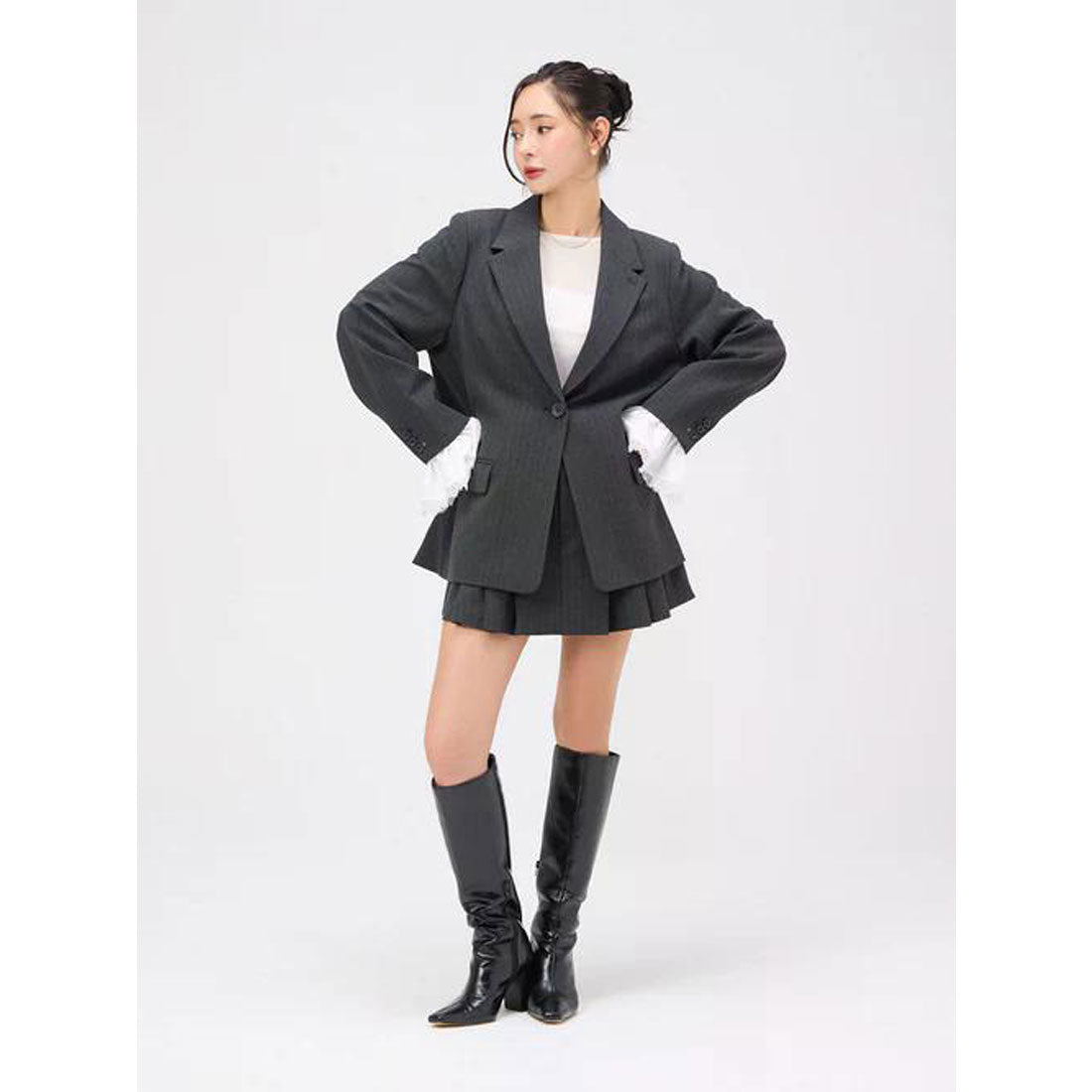 エイミーイストワール EIMY ISTOIRE レーストリムカフステーラリングジャケット （NAVY） NAVY