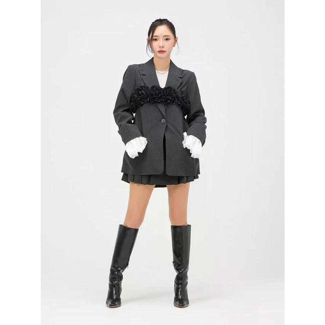 エイミーイストワール EIMY ISTOIRE レーストリムカフステーラリングジャケット （NAVY） NAVY