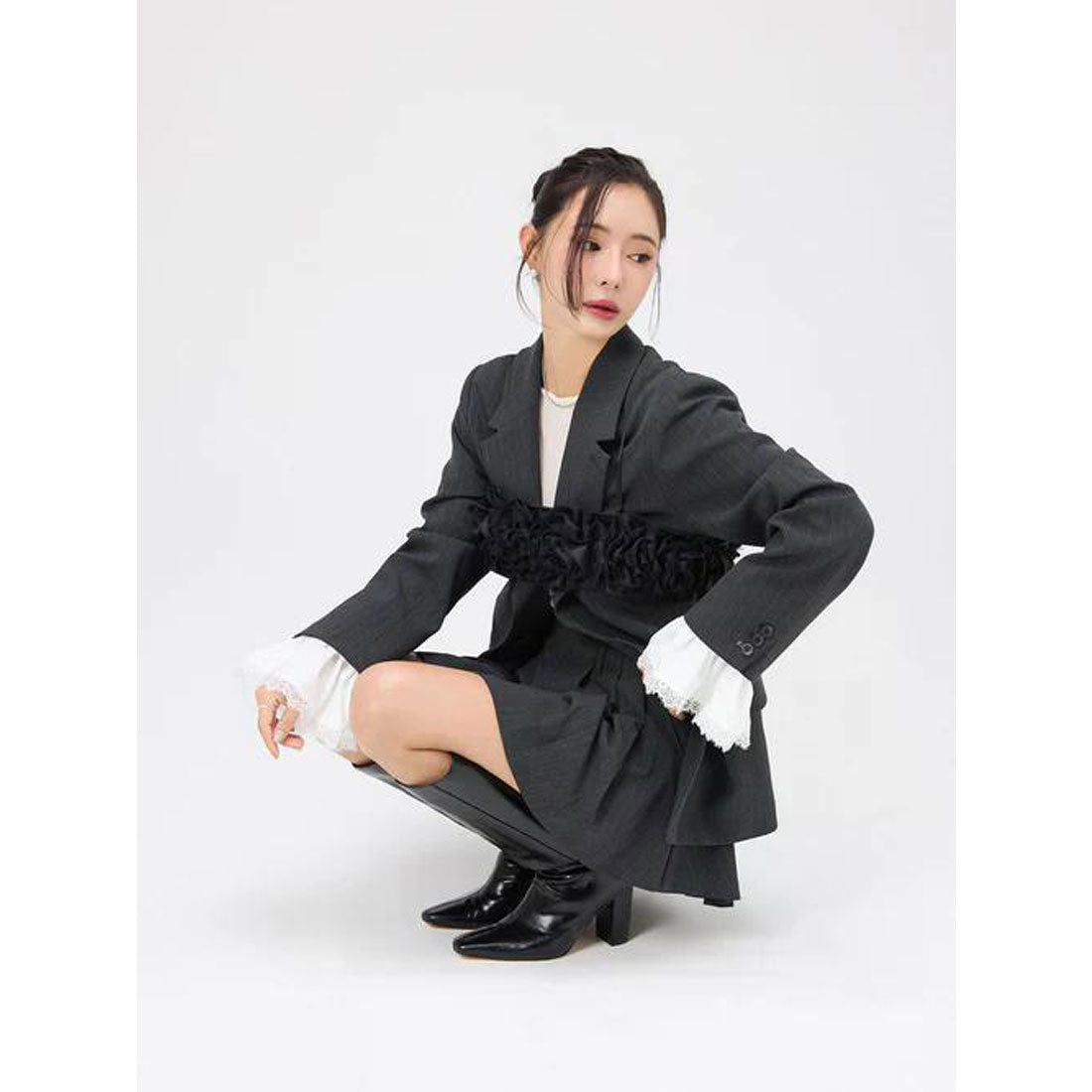 エイミーイストワール EIMY ISTOIRE レーストリムカフステーラリングジャケット （NAVY） NAVY