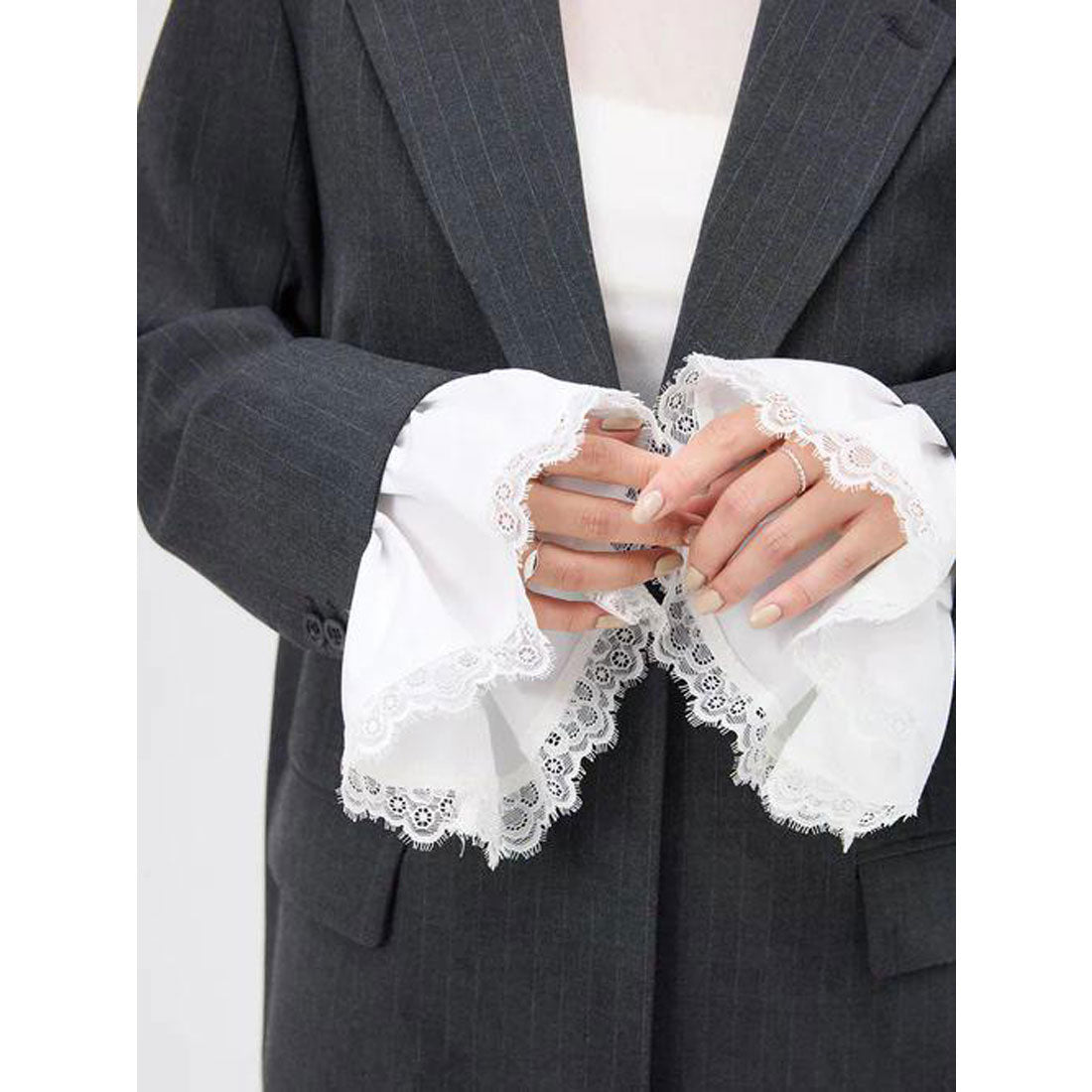 エイミーイストワール EIMY ISTOIRE レーストリムカフステーラリングジャケット （NAVY） NAVY