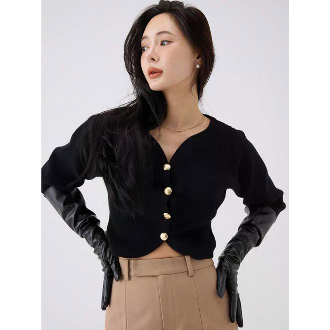 エイミーイストワール EIMY ISTOIRE Heart neck ウールカシミヤカーディガン （BLACK） BLACK