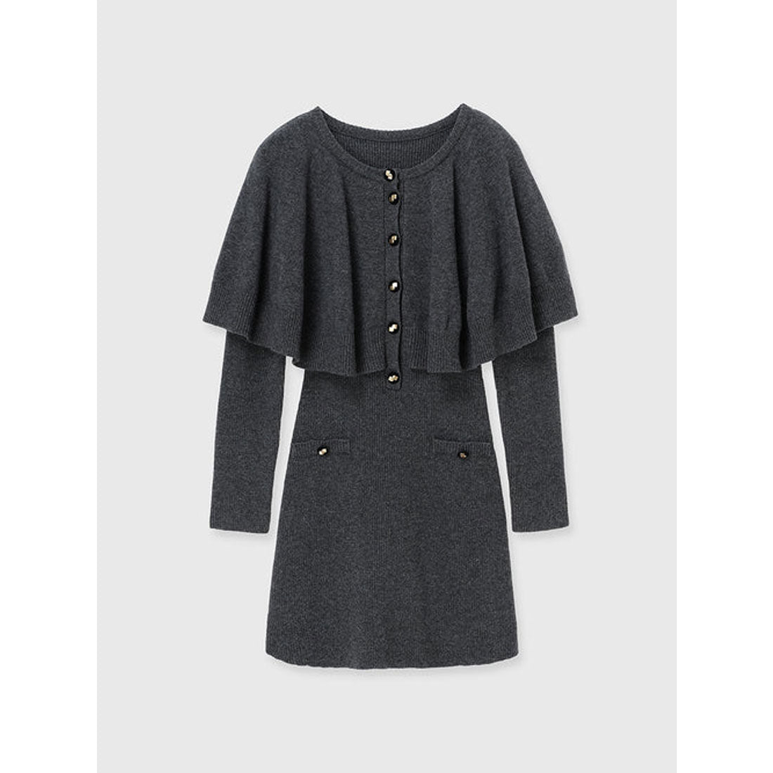 エイミーイストワール EIMY ISTOIRE ケープデザインニットワンピース （GREY） GREY