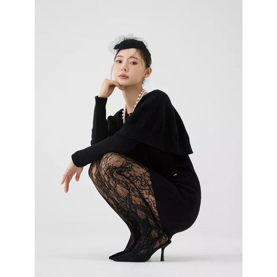 エイミーイストワール EIMY ISTOIRE ケープデザインニットワンピース （GREY） GREY