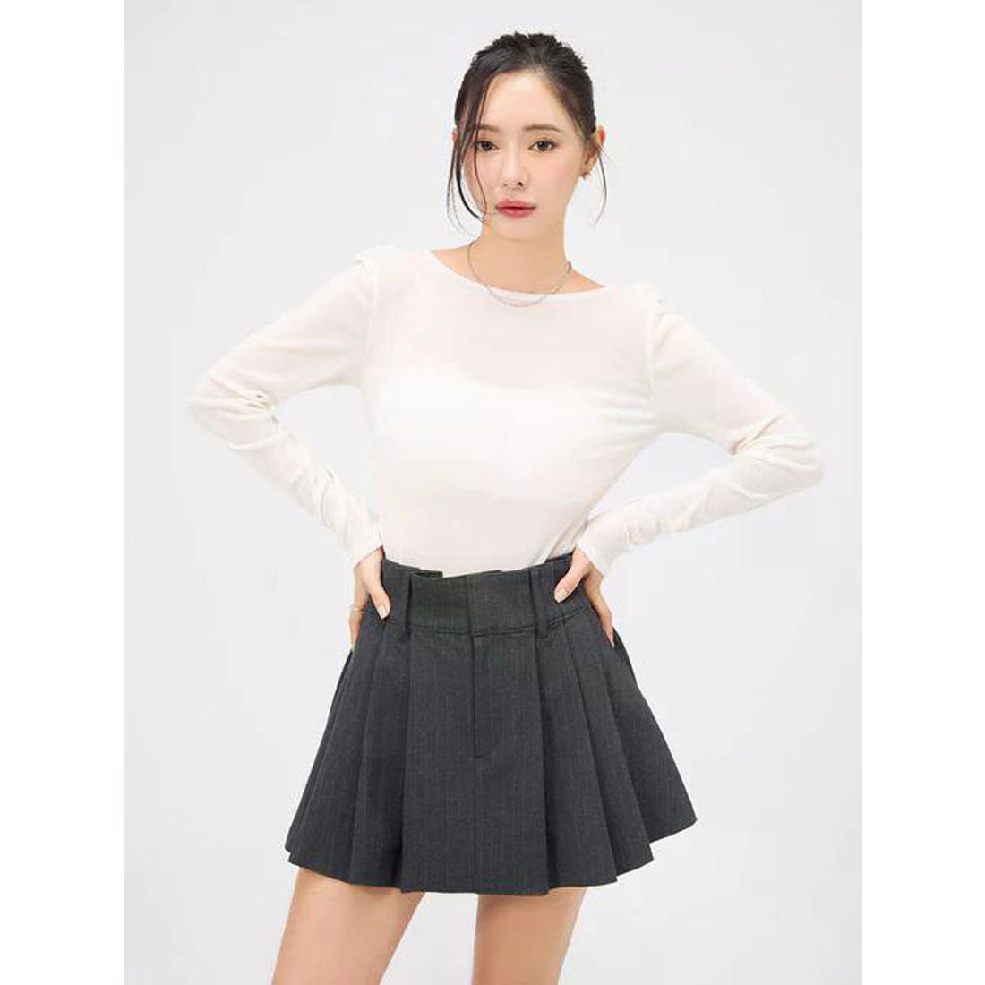 エイミーイストワール EIMY ISTOIRE ボックスプリーツミニスカート （NAVY） NAVY