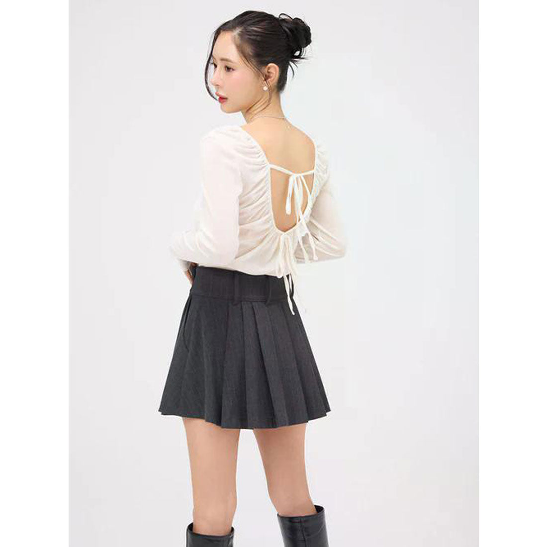 エイミーイストワール EIMY ISTOIRE ボックスプリーツミニスカート （NAVY） NAVY