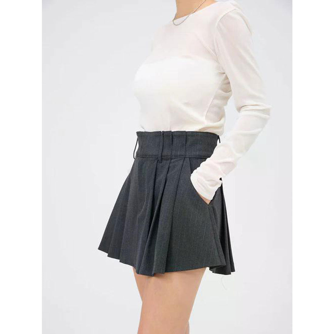 エイミーイストワール EIMY ISTOIRE ボックスプリーツミニスカート （NAVY） NAVY