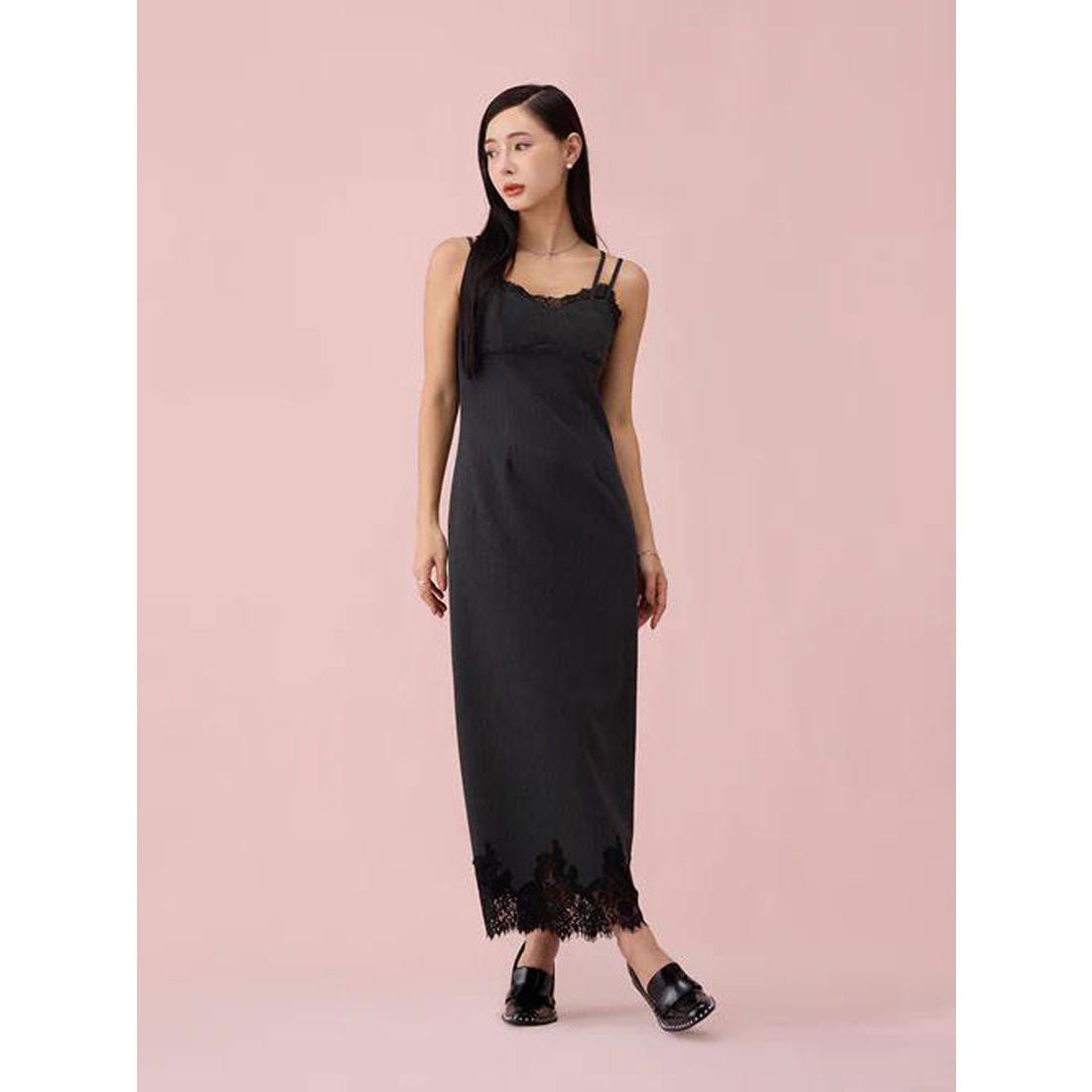 エイミーイストワール EIMY ISTOIRE レーストリムキャミワンピース （GREY） GREY