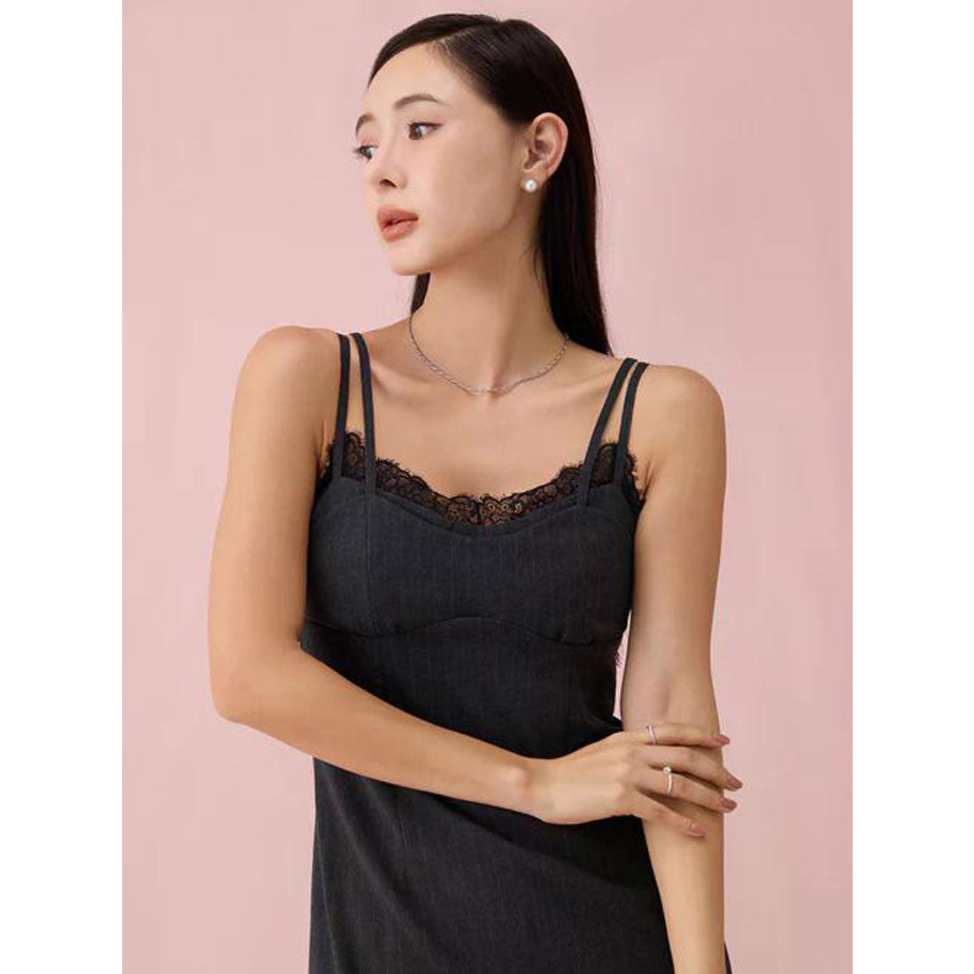 エイミーイストワール EIMY ISTOIRE レーストリムキャミワンピース （GREY） GREY