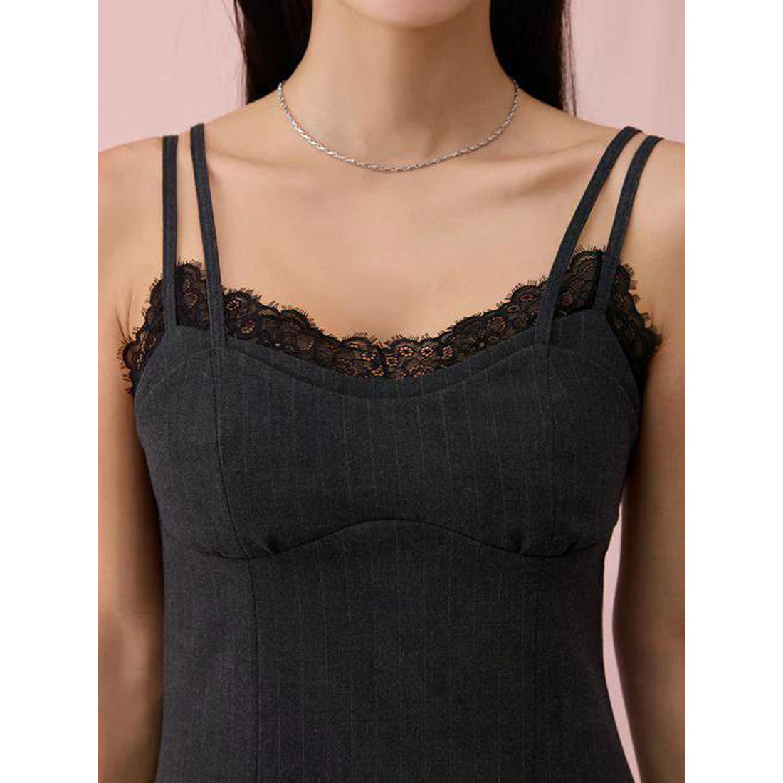 エイミーイストワール EIMY ISTOIRE レーストリムキャミワンピース （GREY） GREY