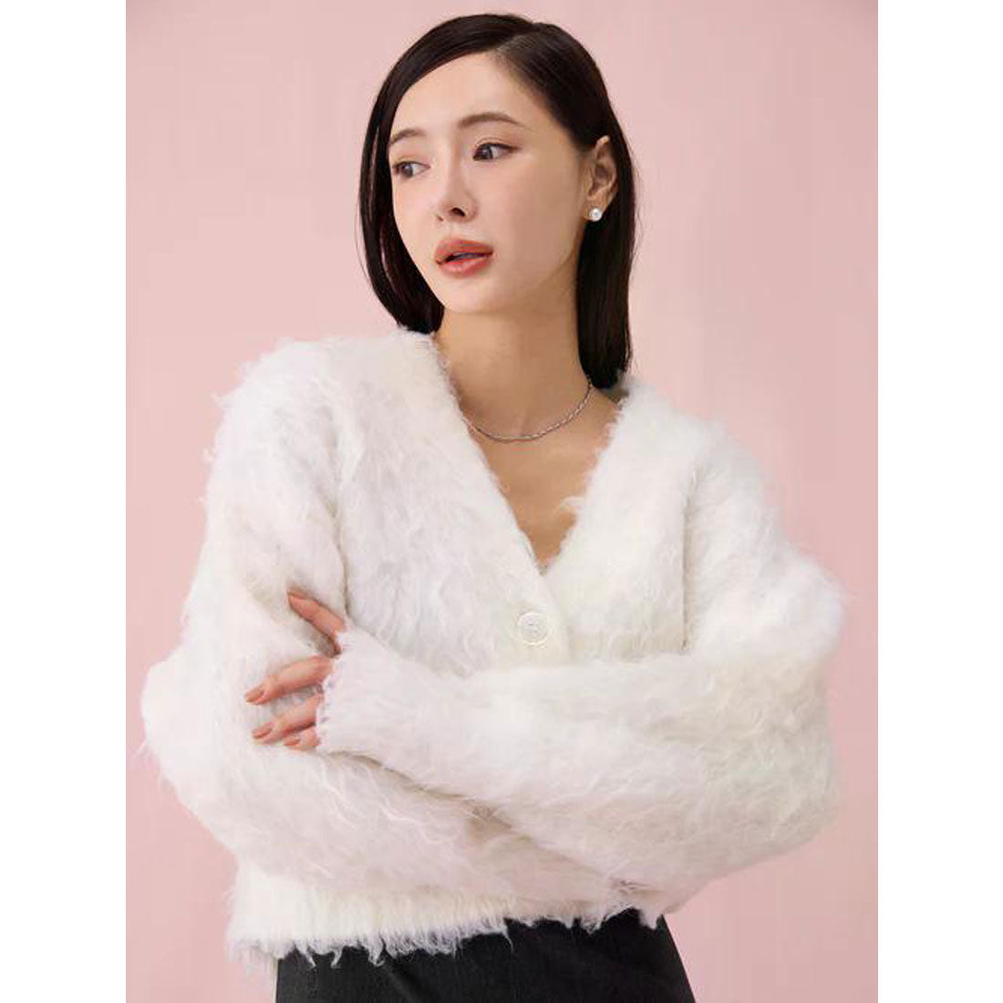 エイミーイストワール EIMY ISTOIRE カールシャギーニットカーディガン （PINK） PINK