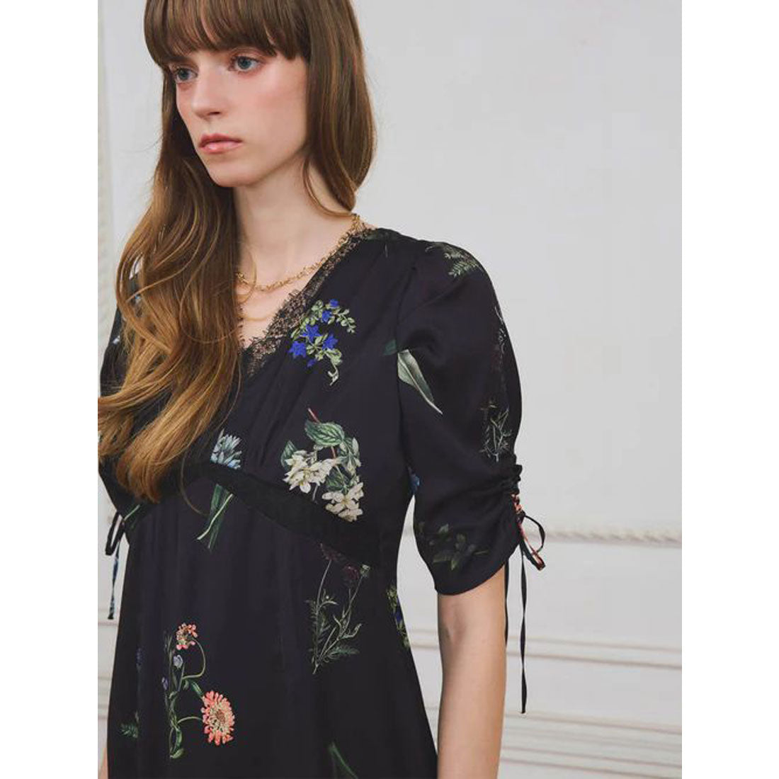 エイミーイストワール EIMY ISTOIRE レーストリムフラワーサテンワンピース （IVORY） IVORY