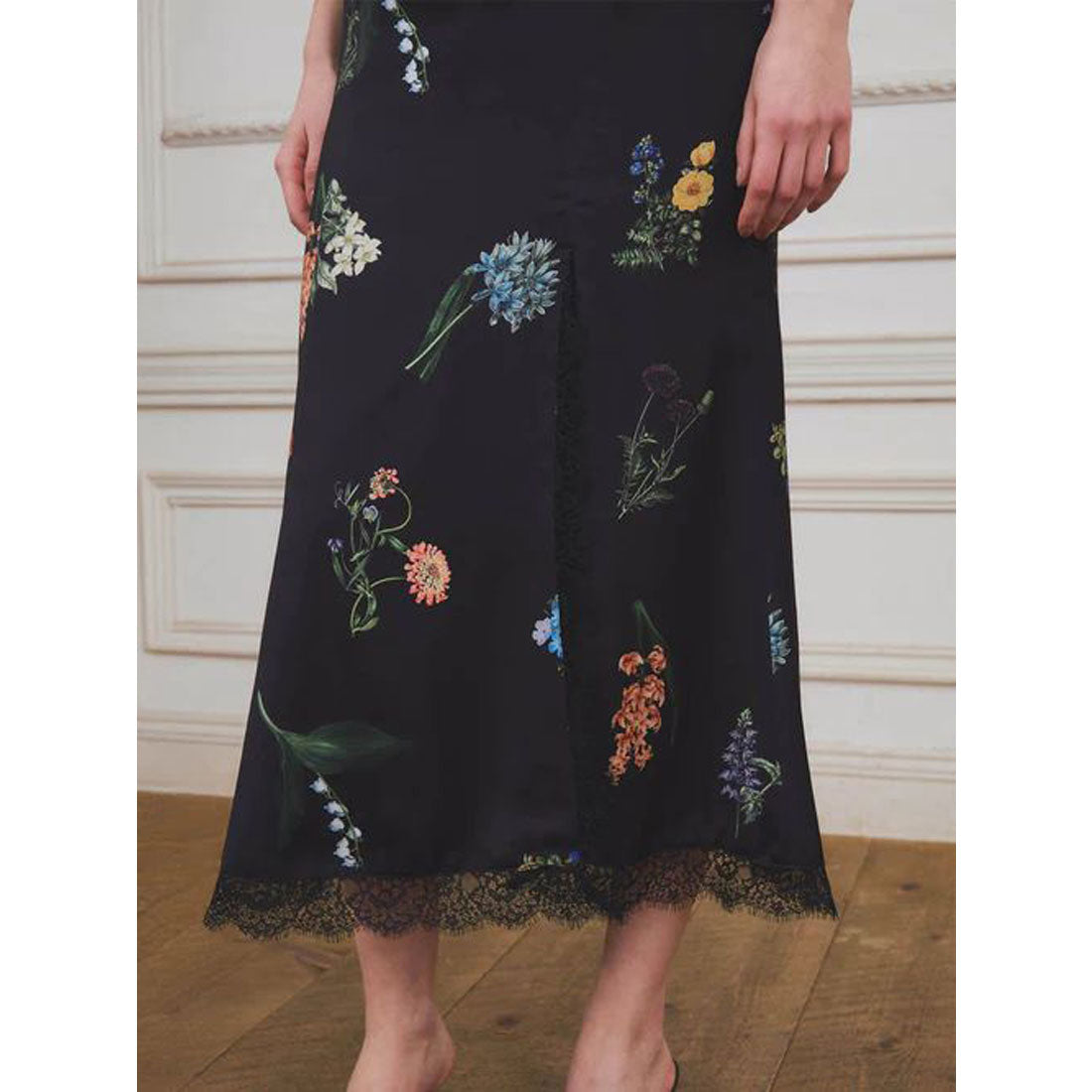 エイミーイストワール EIMY ISTOIRE レーストリムフラワーサテンワンピース （IVORY） IVORY