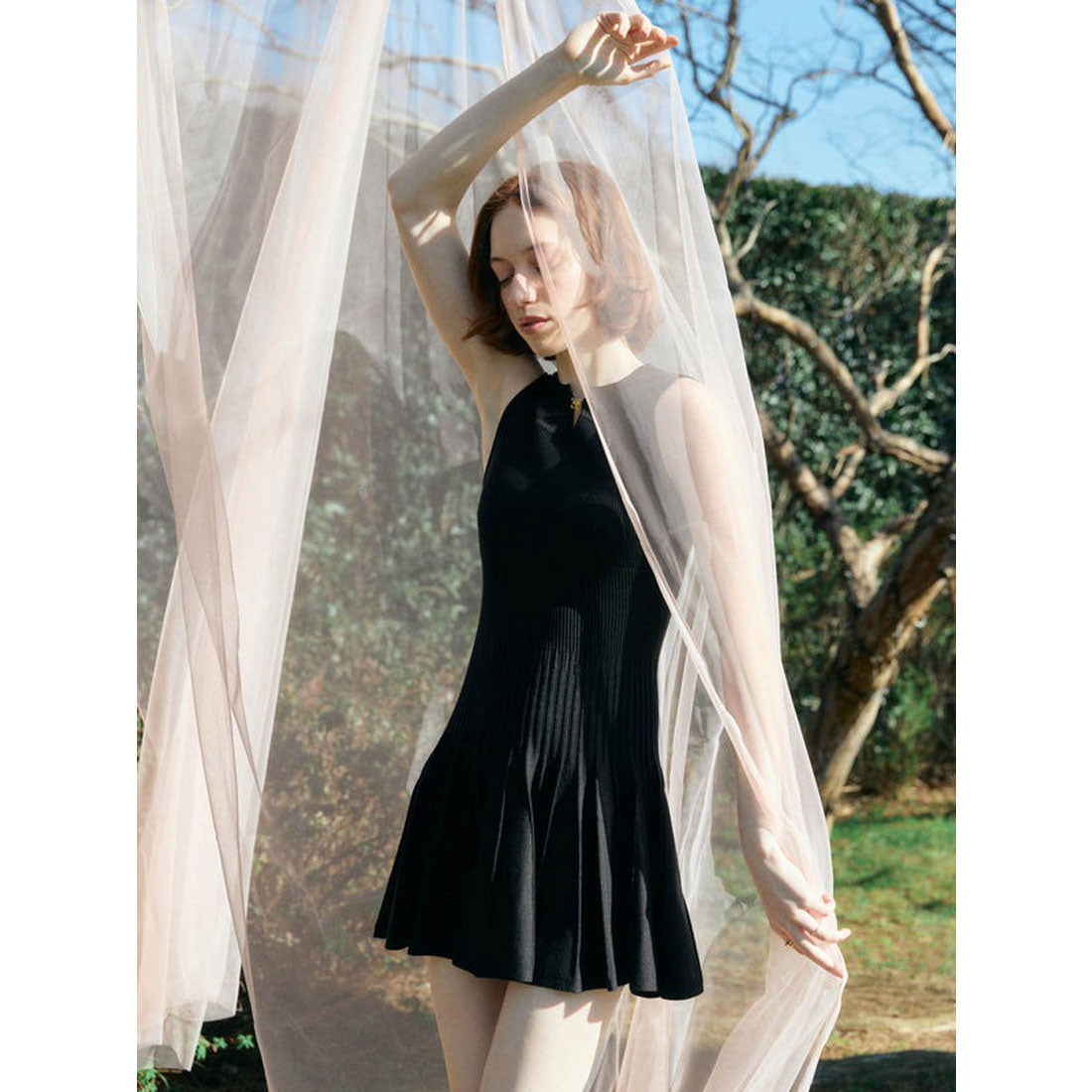 エイミーイストワール EIMY ISTOIRE FLARE KNIT MINI DRESS （BLACK） BLACK
