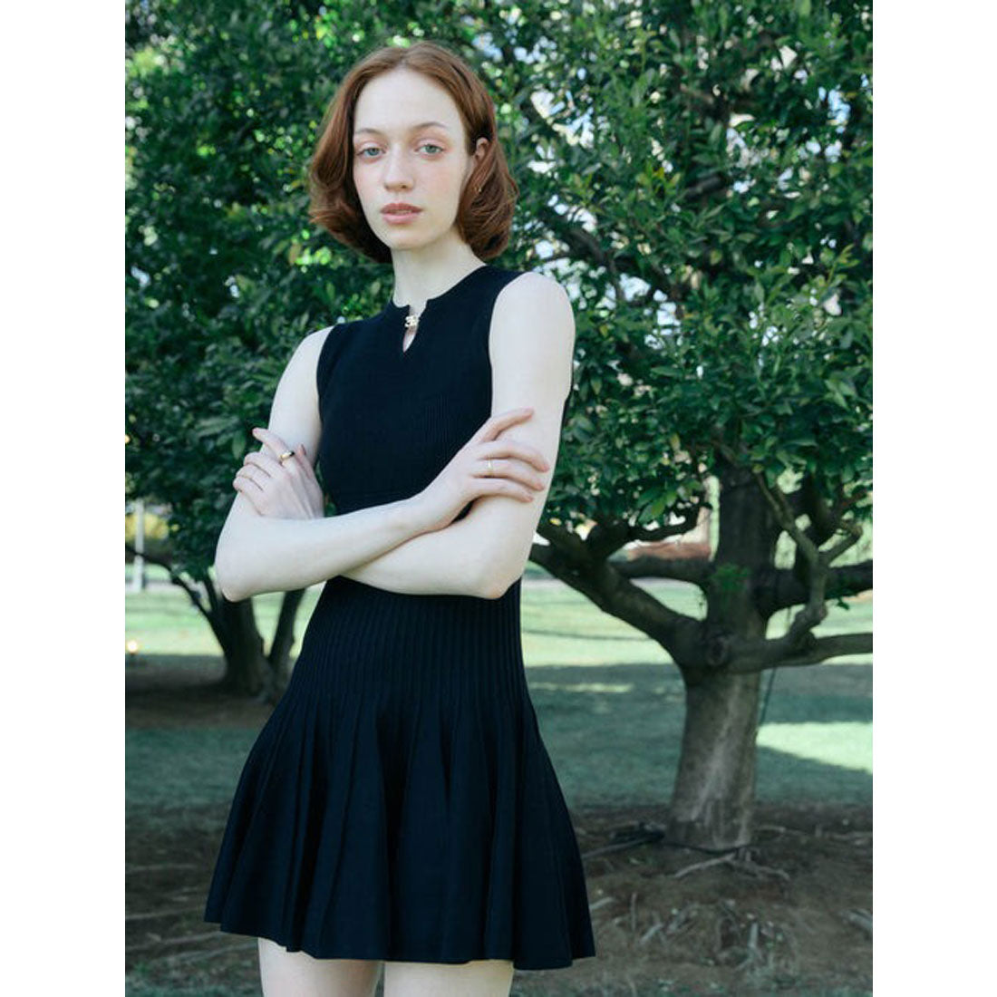 エイミーイストワール EIMY ISTOIRE FLARE KNIT MINI DRESS （BLACK） BLACK