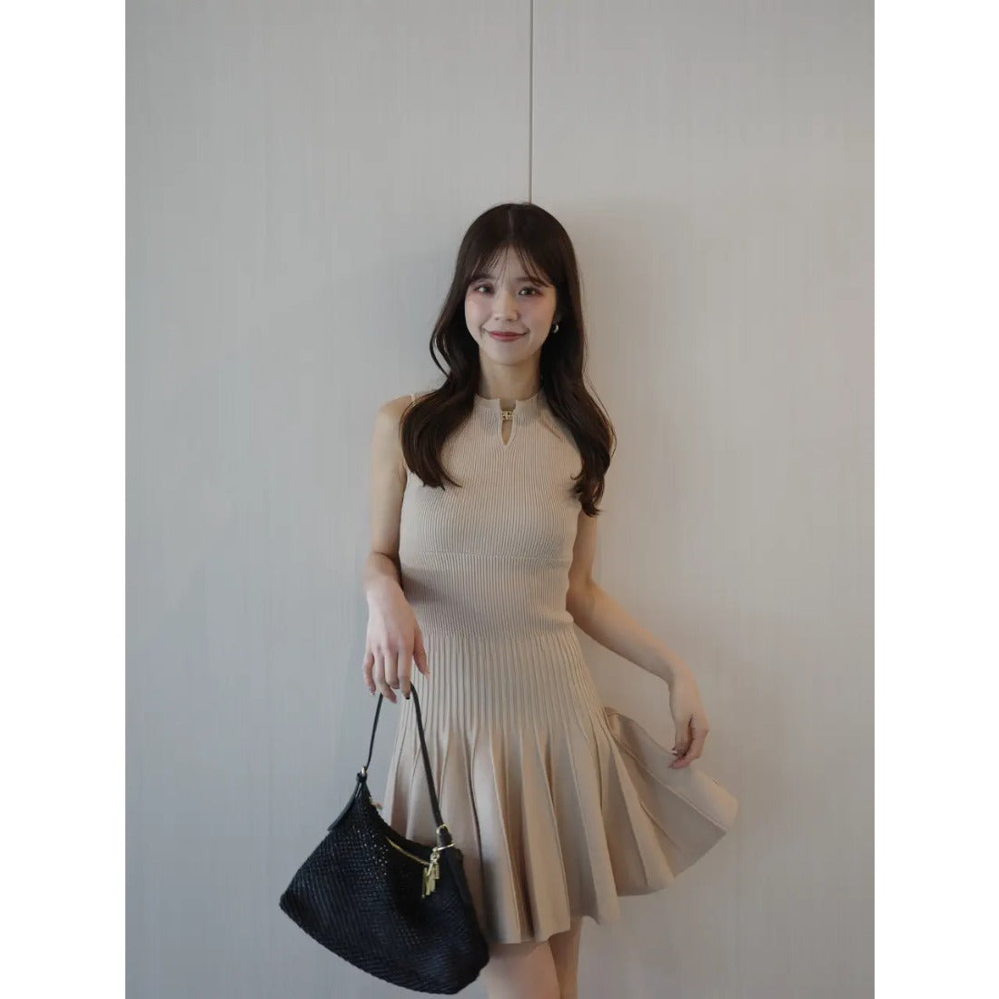 エイミーイストワール EIMY ISTOIRE FLARE KNIT MINI DRESS （BLACK） BLACK