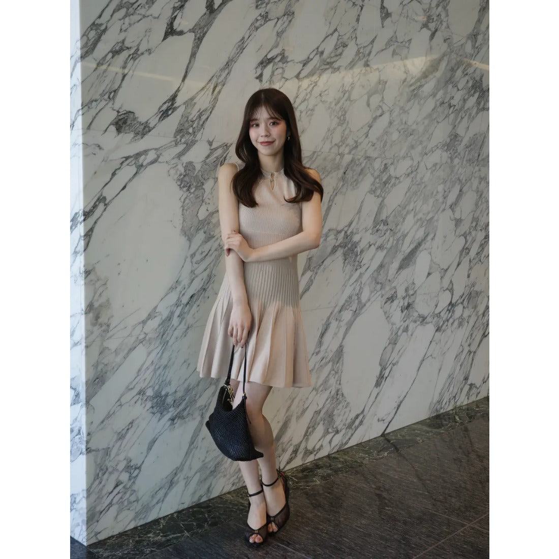 エイミーイストワール EIMY ISTOIRE FLARE KNIT MINI DRESS （BLACK） BLACK