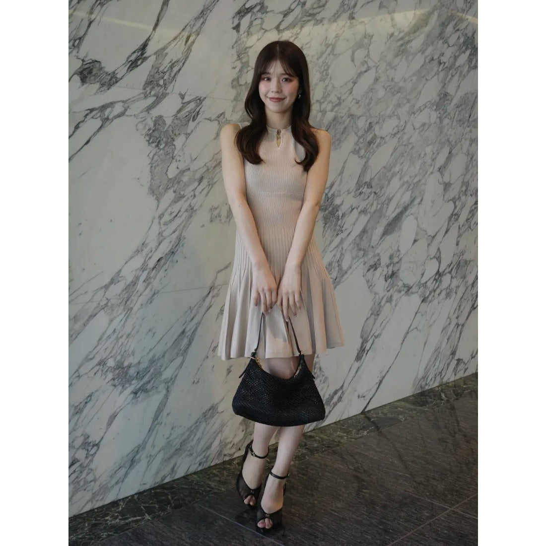 エイミーイストワール EIMY ISTOIRE FLARE KNIT MINI DRESS （BLACK） BLACK