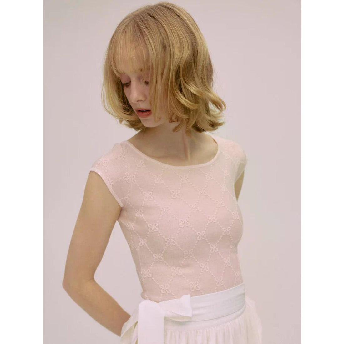エイミーイストワール EIMY ISTOIRE PAPILLON MONOGRAM KNIT TOP （LIGHT PINK） LIGHT PINK