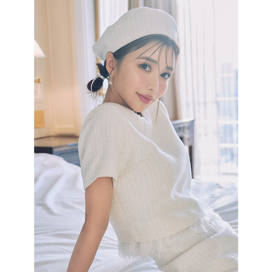 eimy＊tops eimy istoire Faux Fringed Tweed Top