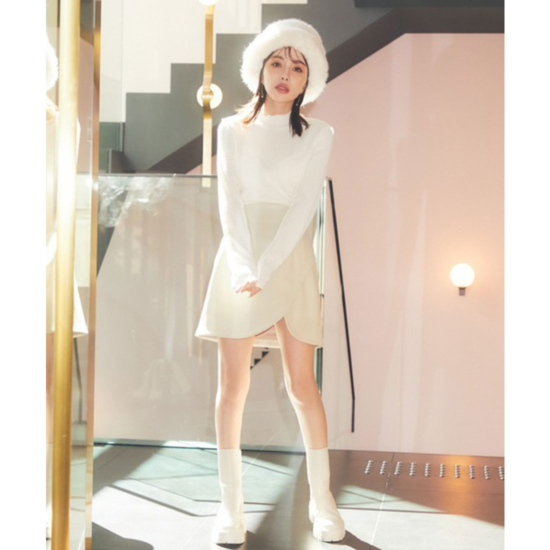 eimy istoire Faux leather tulip hem mini skirt