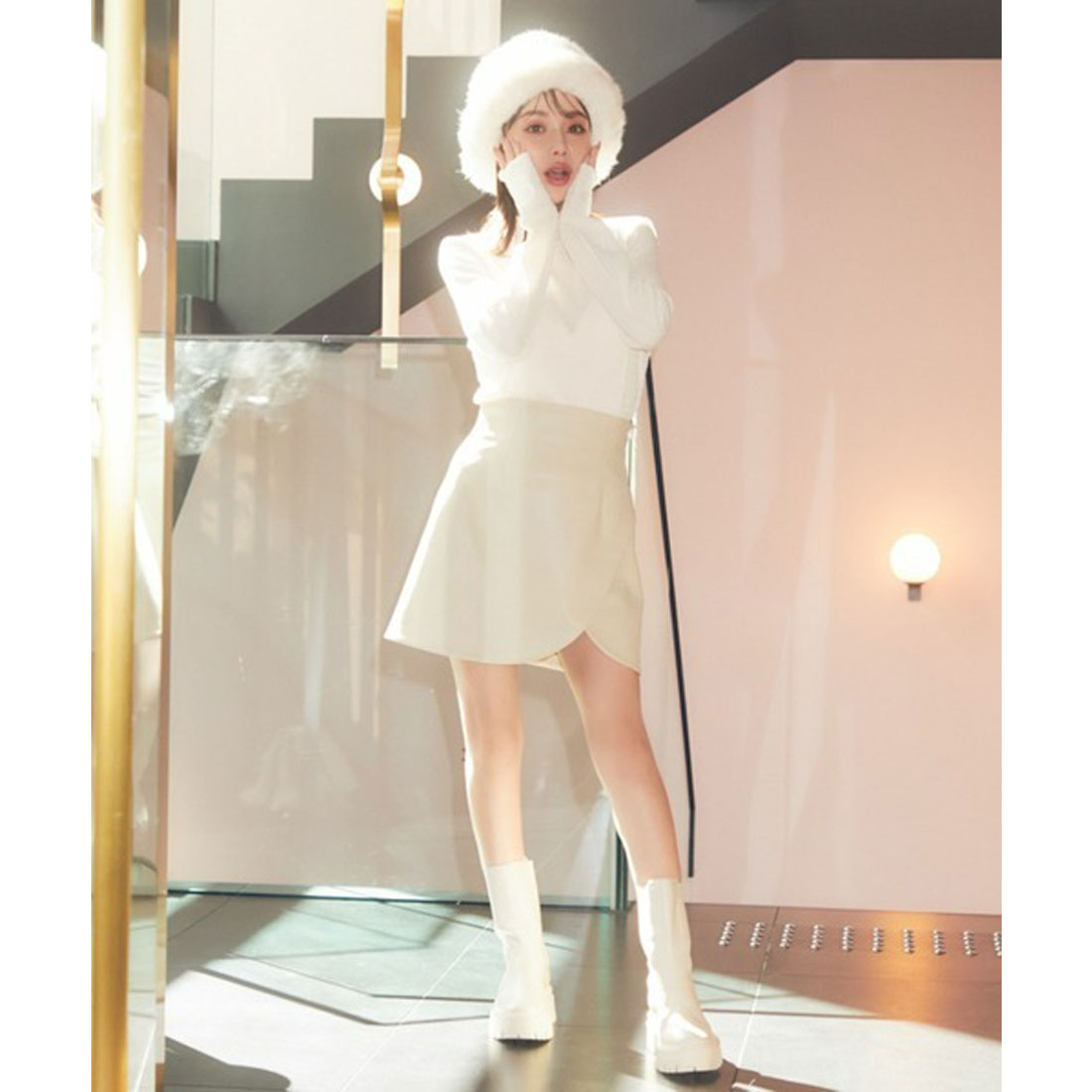 eimy istoire Faux leather tulip hem mini skirt