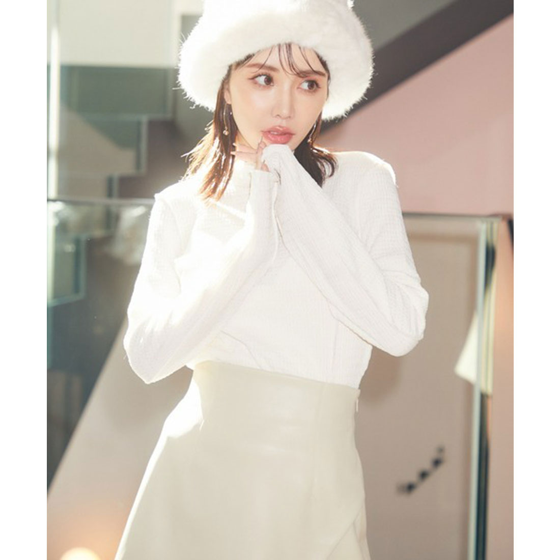 eimy istoire Faux leather tulip hem mini skirt