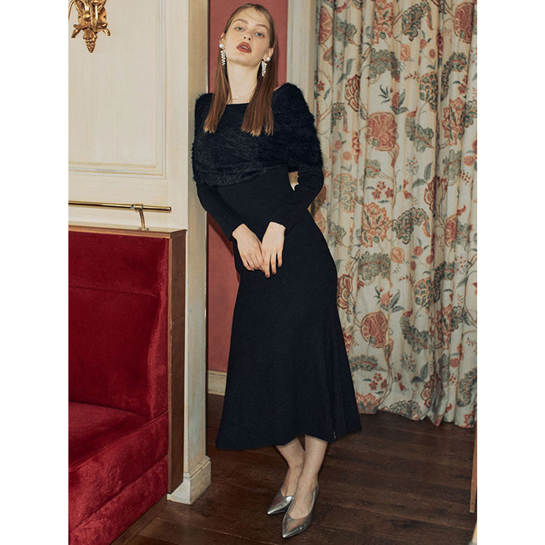 eimy istoire Feather Snud Set Mermaid Knit Dress eimy istoire Feather Snud Set Mermaid Knit Dress
