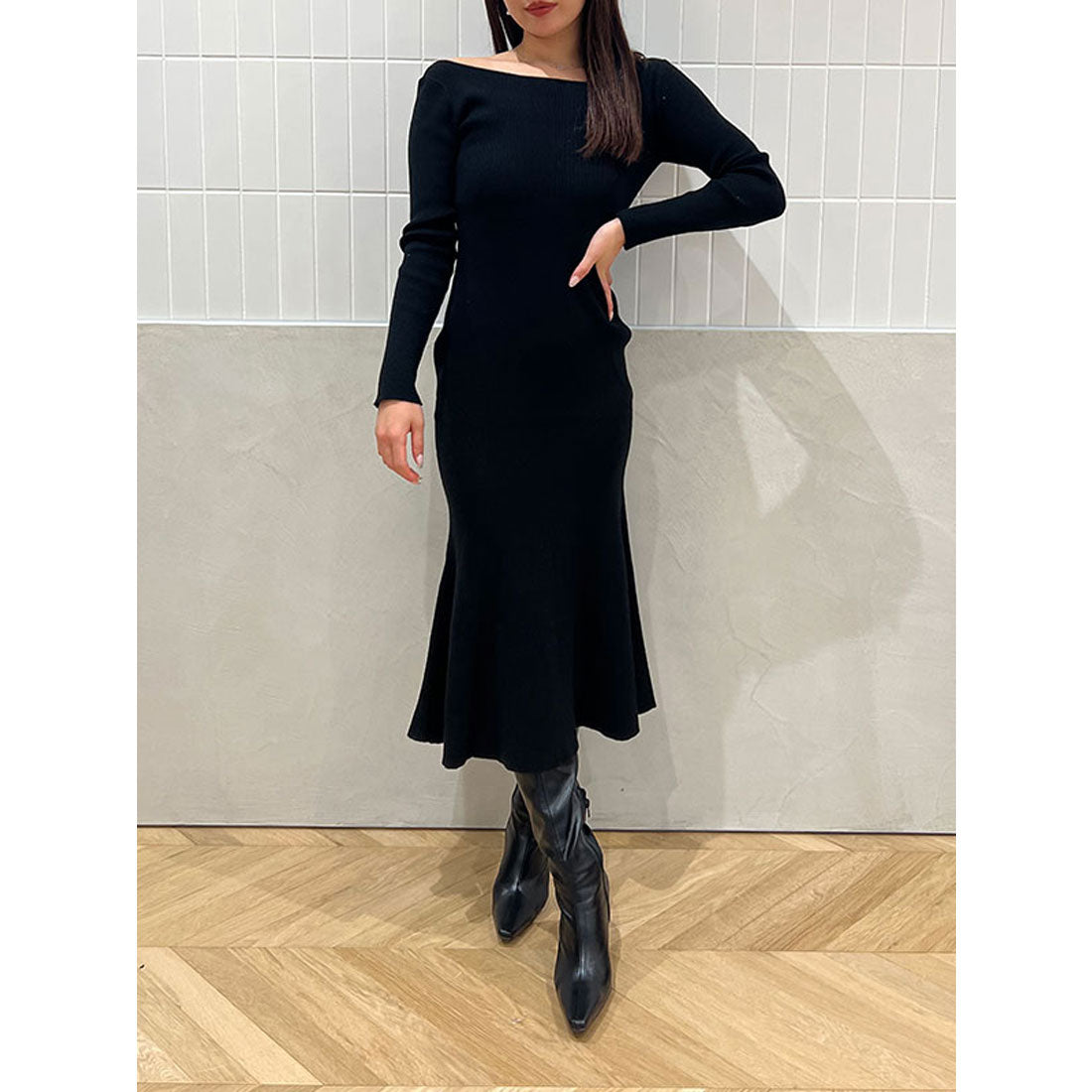 eimy istoire Feather Snud Set Mermaid Knit Dress
