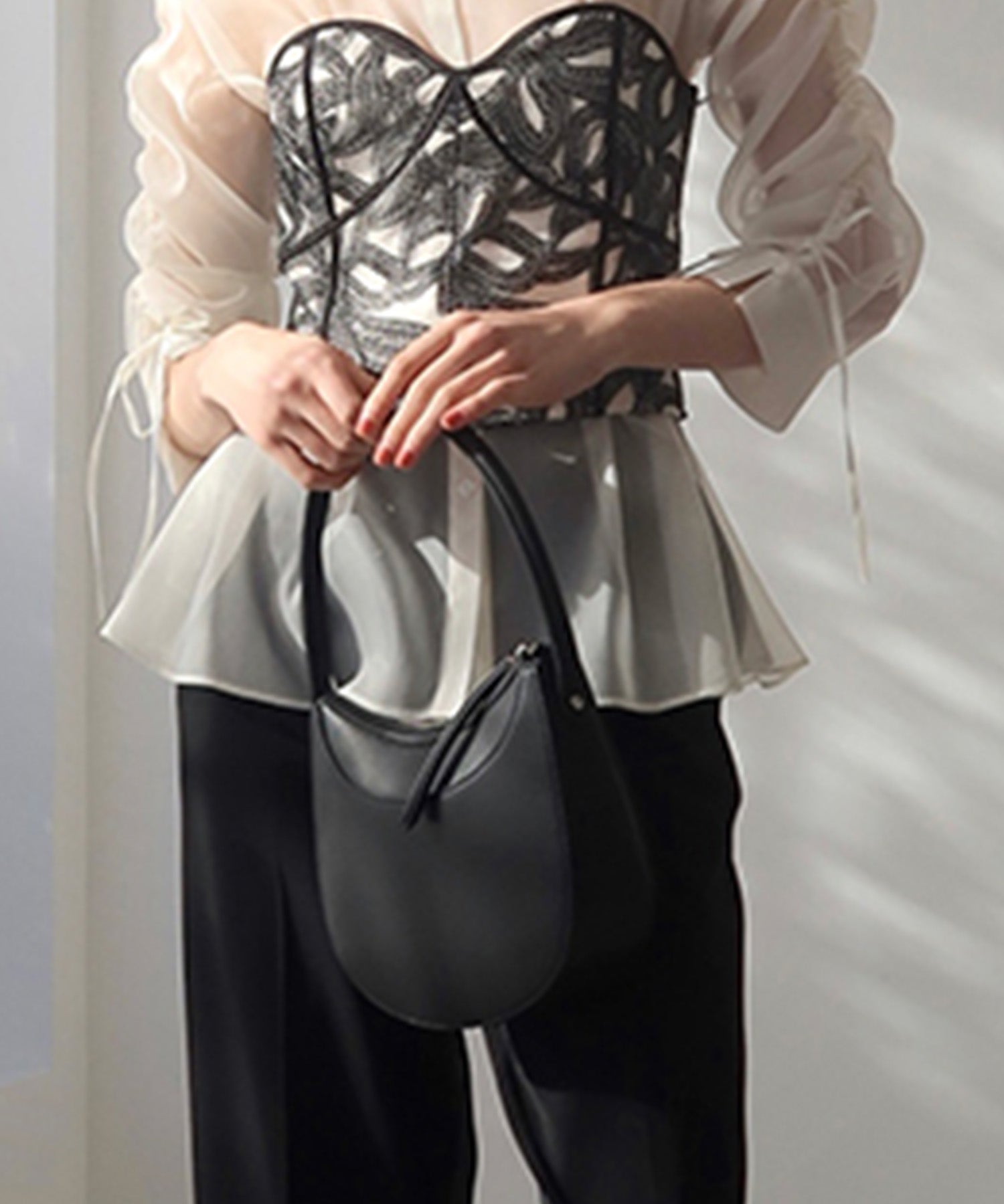 エイミーイストワール EIMY ISTOIRE カーブハンドルバッグ （BLACK） BLACK