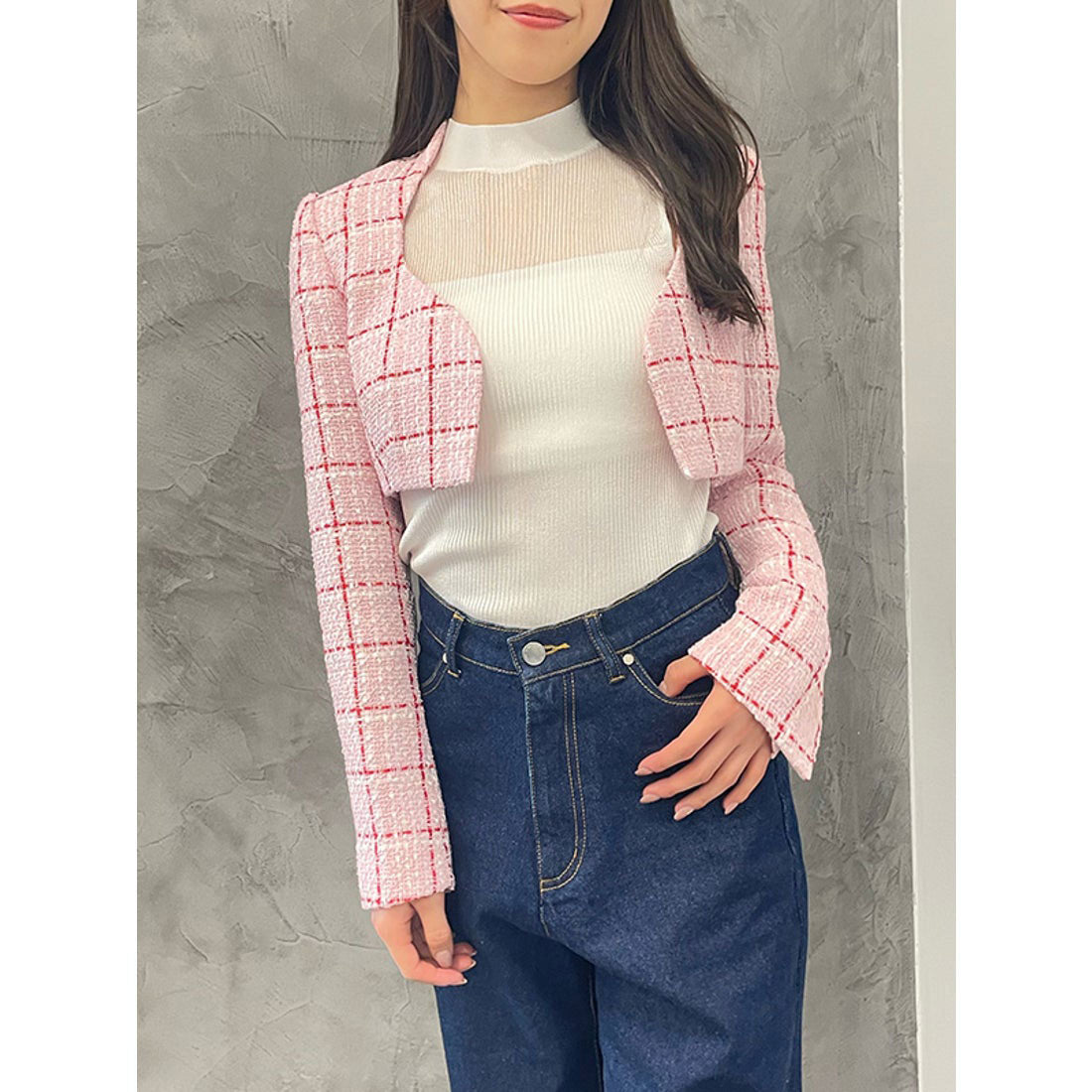 エイミーイストワール EIMY ISTOIRE eimy ribbon ツイードショートジャケット （WHITE） WHITE