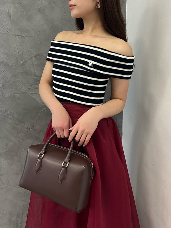 エイミーイストワール EIMY ISTOIRE EMポイントオフショルダーストレッチボーダーニット