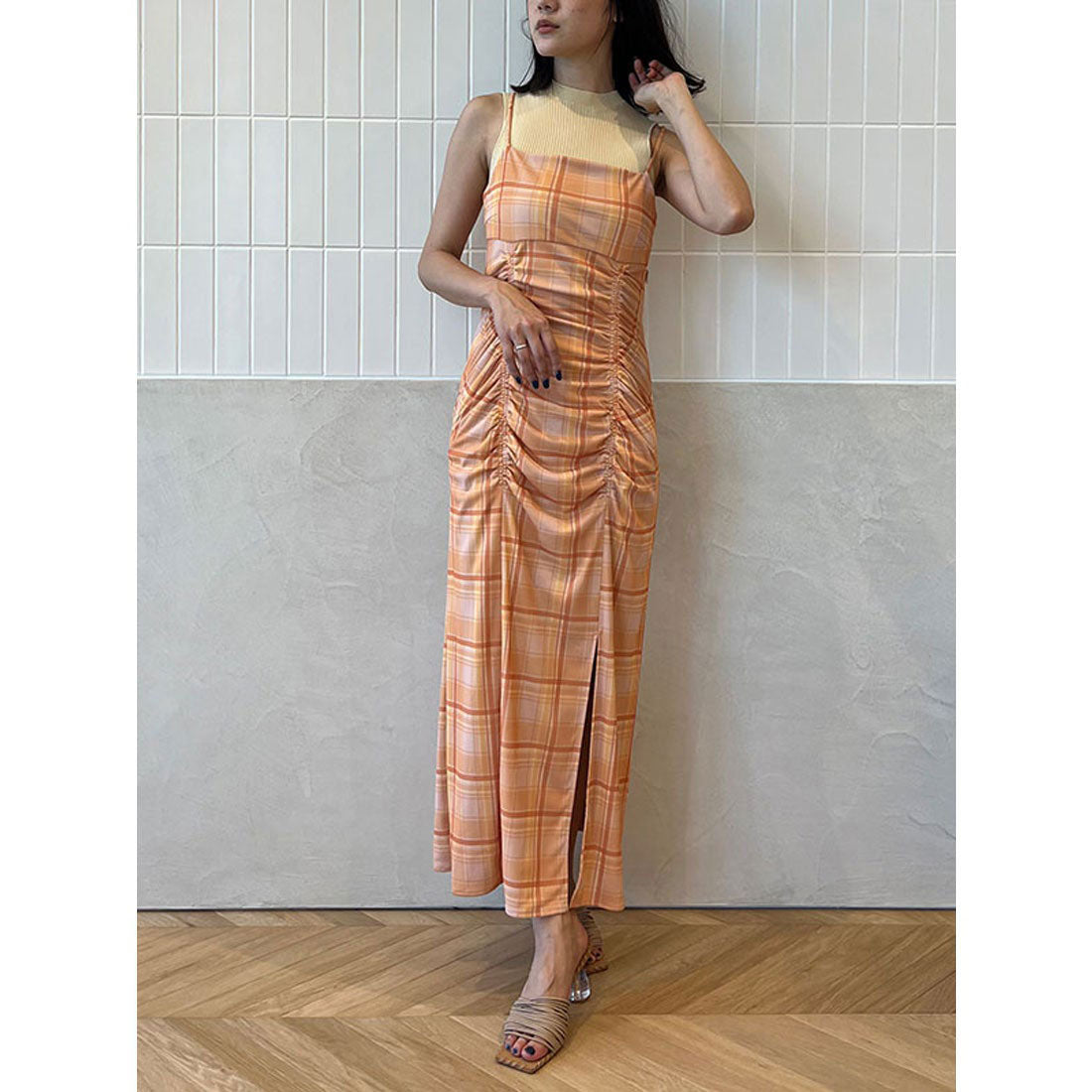 エイミーイストワール ドットノースリーブシャツ フリーサイズ eimy istoire Sleeveless compact knit top