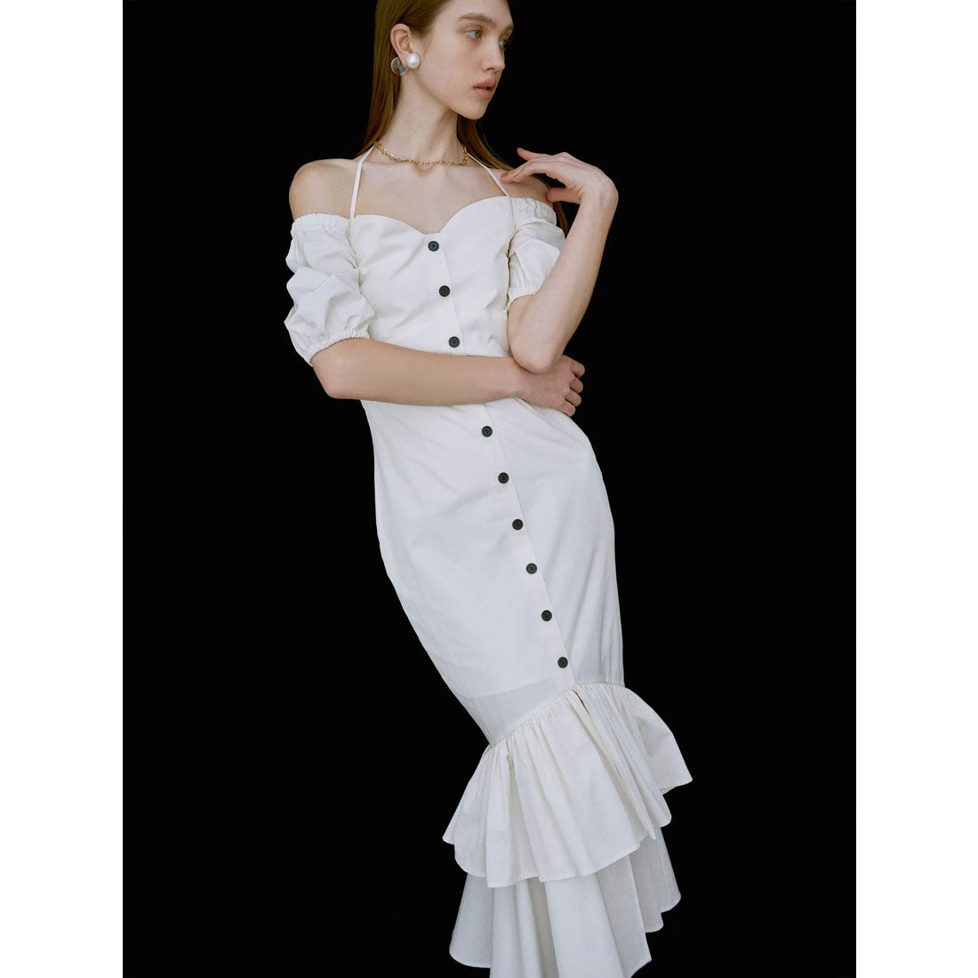 Eimy Istoire Off-Shoulder Mermaid One-Piece Dress