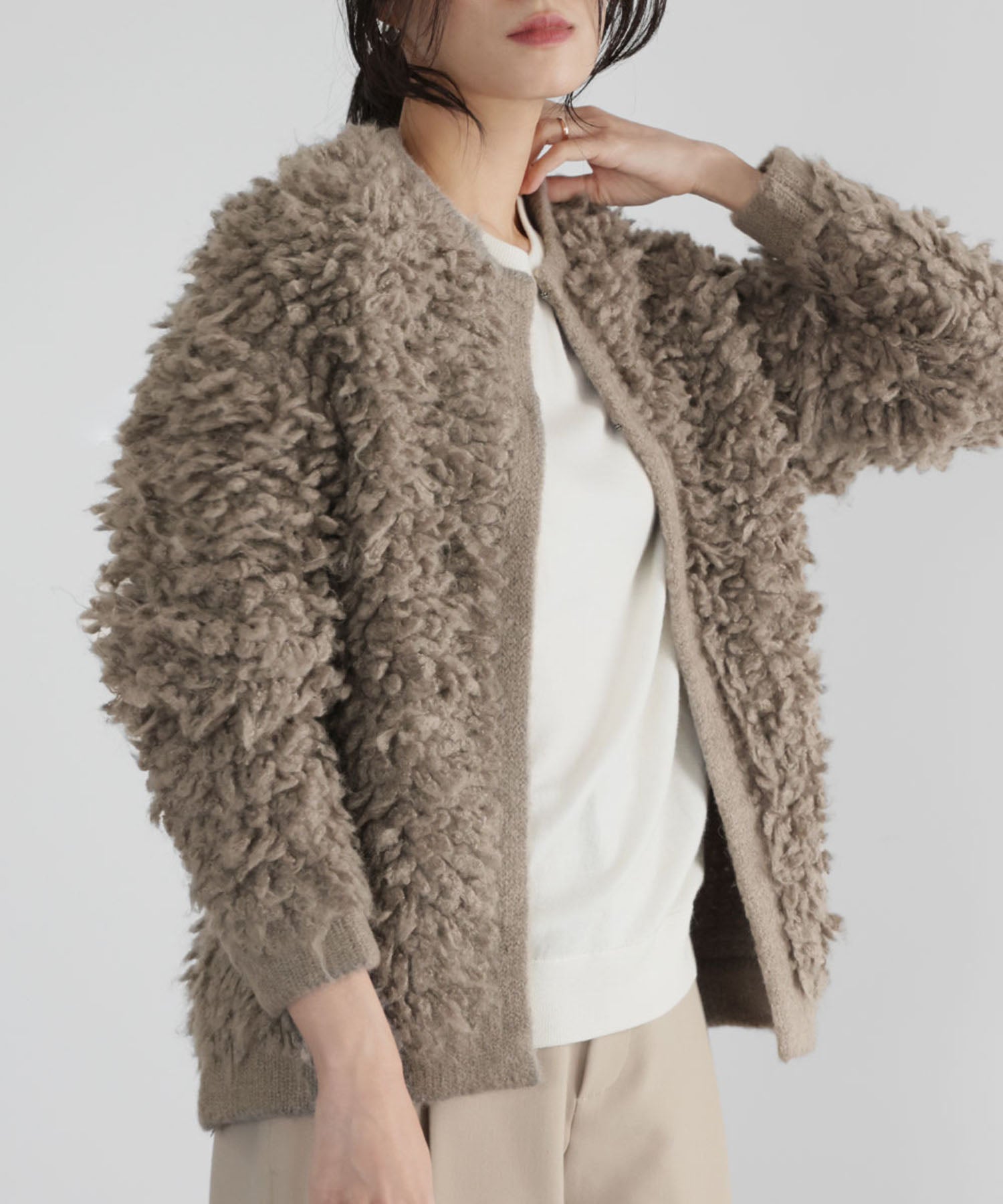ELFRANK ELFRANK Loop Knit Crew Neck Cardigan