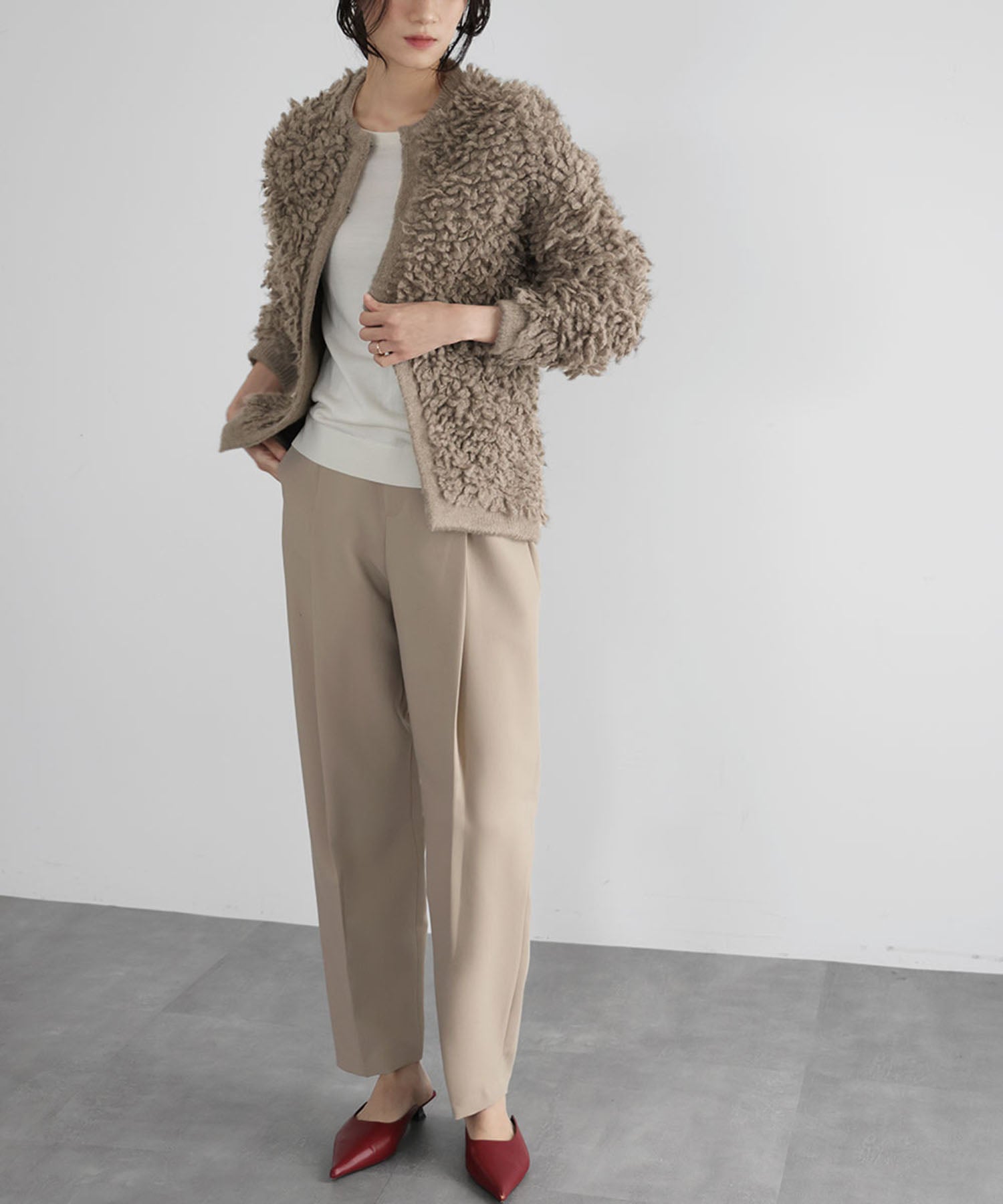 ELFRANK ELFRANK Loop Knit Crew Neck Cardigan