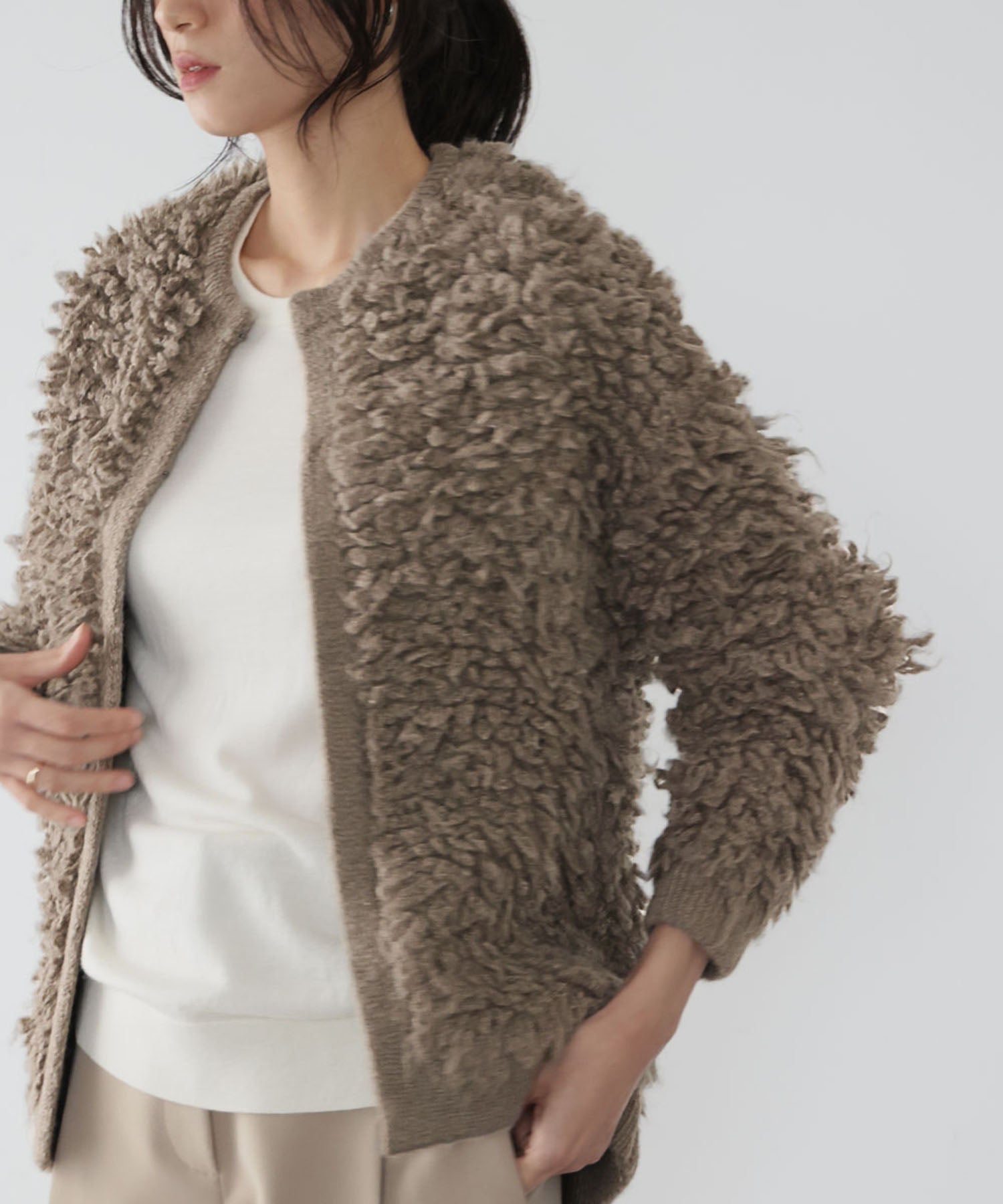 ELFRANK ELFRANK Loop Knit Crew Neck Cardigan
