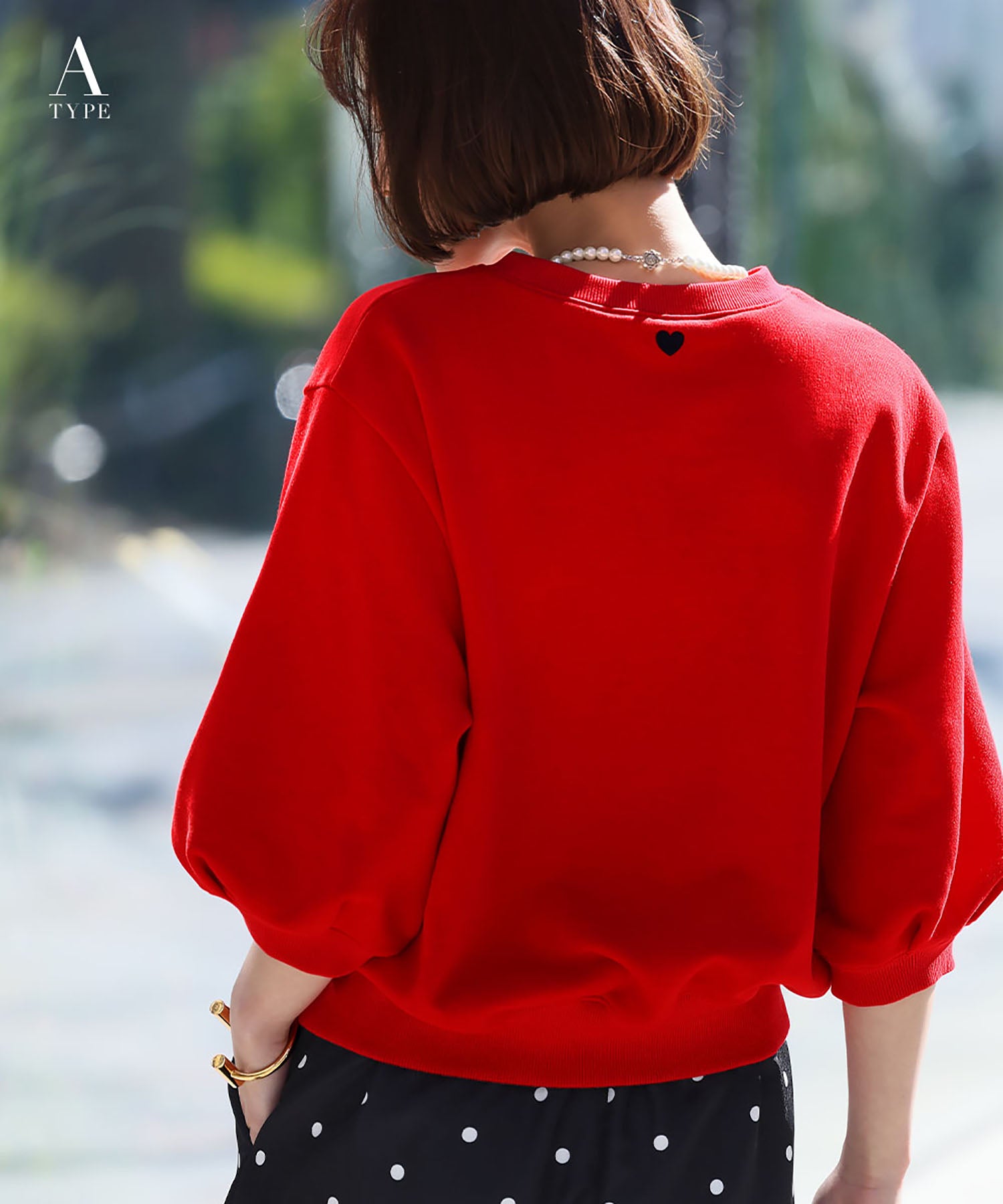エルフランク ELFRANK ワンポイントハート刺繍スウェット【洗える】 （レッド） レッド（Aタイプ）