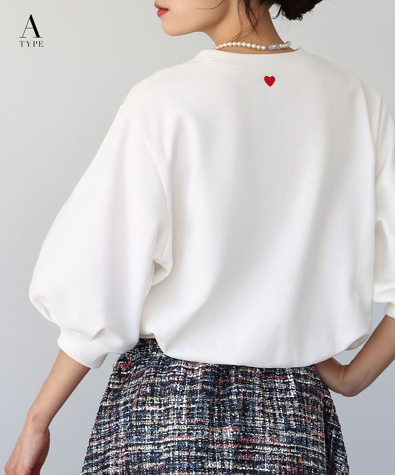 エルフランク ELFRANK ワンポイントハート刺繍スウェット【洗える】 （オフホワイト） オフホワイト（Aタイプ）