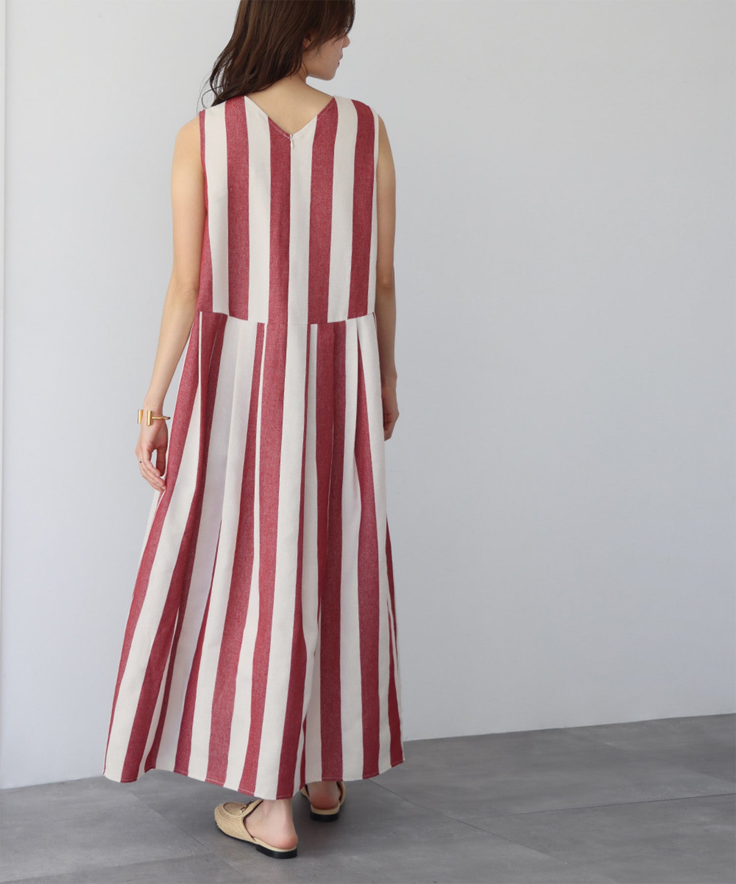 ELFRANK ELFRANK Stripe Sleeveless Long Dress 【Washable】