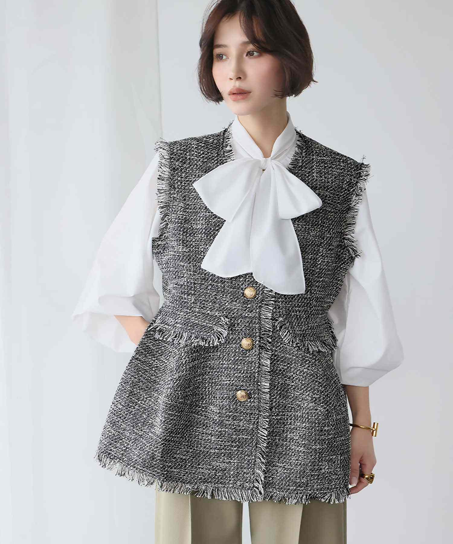 ELFRANK ELFRANK 佩普拉姆呢子流蘇背心