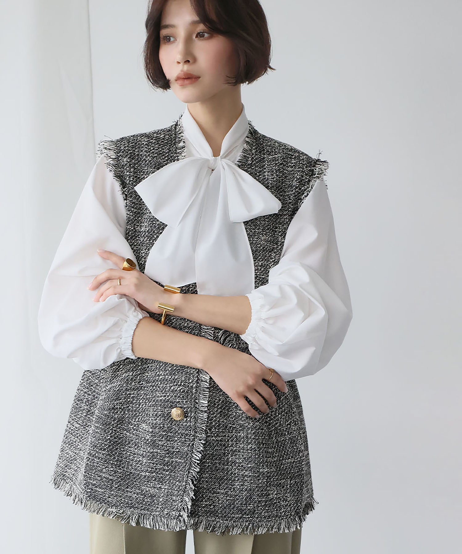 ELFRANK ELFRANK 佩普拉姆呢子流蘇背心